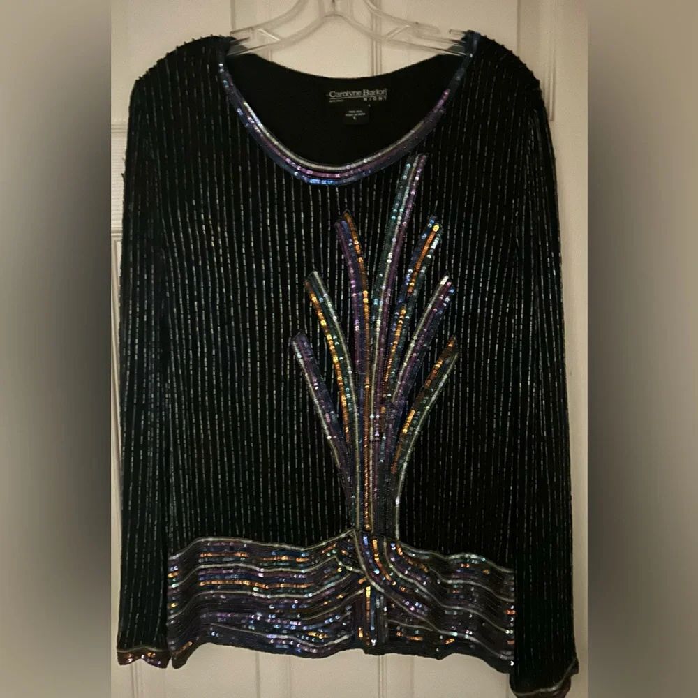 Carolyne Barton Night vintage multicolored sequined top sz L